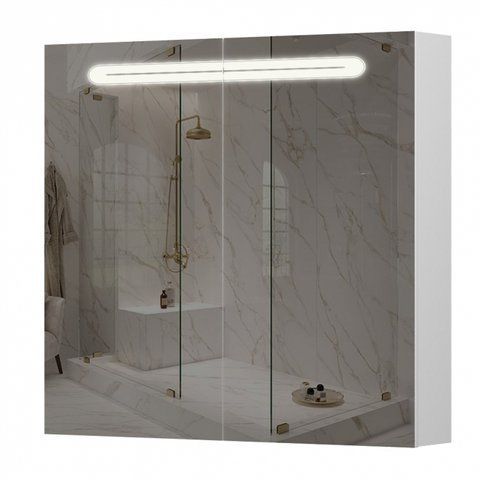 Дзеркальна шафа AQUARIUS TEFFI з LED підсвіткою 80 (Білий) (70930225)