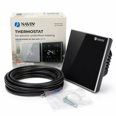 Терморегулятор для електричної теплої підлоги NAVIN EH602 B-16A WI-FI / чорний (24-660074-0441)