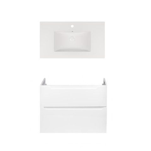 Комплект QTAP тумба подвесная SCORPIO 800х585х460 мм WHITE + урезная раковина ALBATROSS NEW QT71SC43976