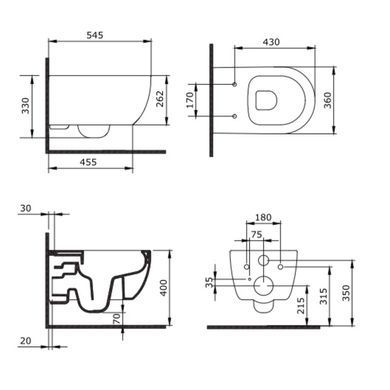 Підвісний унітаз DEVIT ART 2.0 + сидіння SOFT CLOSE (1 пак) (3020140)