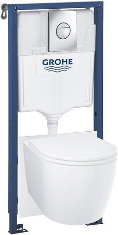 Комплект 5в1: Инсталляция для унитаза GROHE SOLIDO + подвесной унитаз GROHE START ROUND / сиденье SOFT CLOSE + клавиша смыва GROHE SAIL + шумоизоляция/крепление (103846SH00)