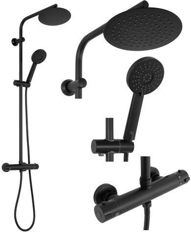 Душевая система REA BLISS BLACK / черная / термостат (REA-P8804)