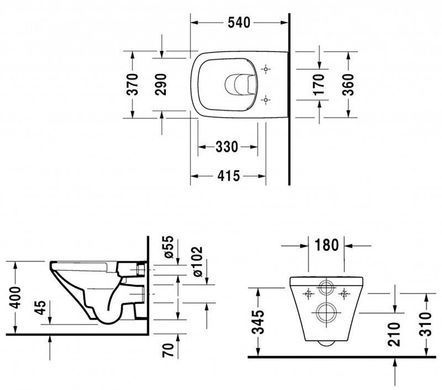 Підвісний унітаз DURAVIT DURASTYLE + сидіння (45510900A1)