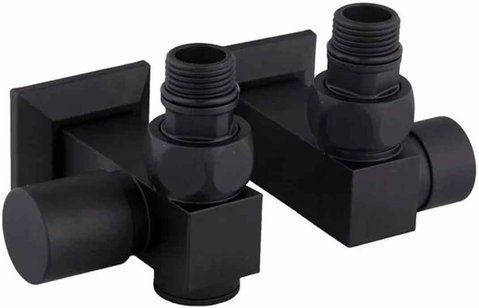 Кран кутовий під ТЕН NAVIN SOLOMON CUBE 1/2"х1/2" / чорний матовий 2шт (21-332430-8888)