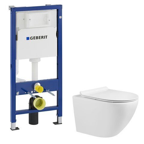Комплект 3в1: Инсталляция для унитаза GEBERIT DUOFIX BASIC + подвесной унитаз VOLLE AMADEUS M RIMLESS (458.126.00.1+13-55-111Grey)