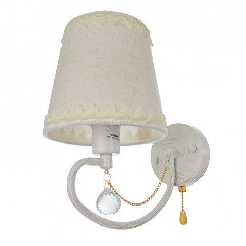 Бра настенное накладная прованс с абажуром BKL-672W/1 E27 WH/G