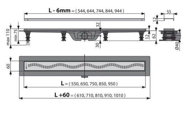 Дренажный канал ALCAPLAST APZ8-950M