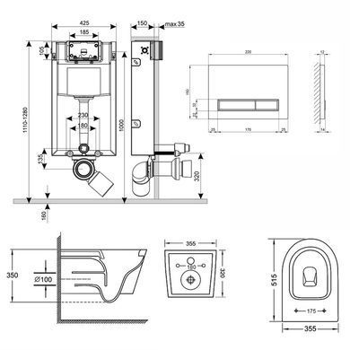 Комплект 3в1: Инсталляция для унитаза QTAP NEST (QT16335178W0133M425M08V1384W)