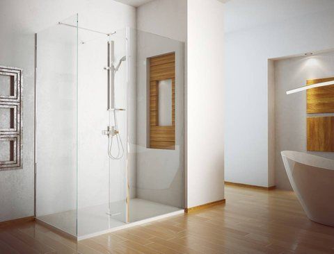 Кабина BESCO WALK IN INDRE 140X90X195: стекло прозрачное / профиль хромированный (NAVARA14728)