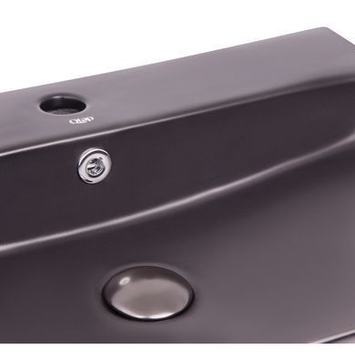 Раковина QTAP NANDO 42х62 / черная / донный клапан (QT1211K4041MB)