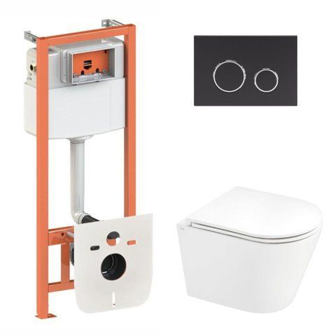 Комплект 4в1: Инсталляция для унитаза QTAP NEST + подвесной унитаз QTAP SCORPIO ULTRA QUIET (QT1433053EUQW45164)