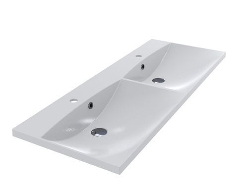 Раковина зі штучного каменю подвійна FANCY MARBLE AMELIA 46х120 (712201)