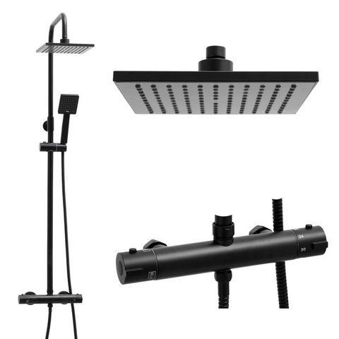 Душевой гарнитур YOKA FLOVA 20 BLACK черный с термостатом (BP.FLOVA THERM 20 BLK)