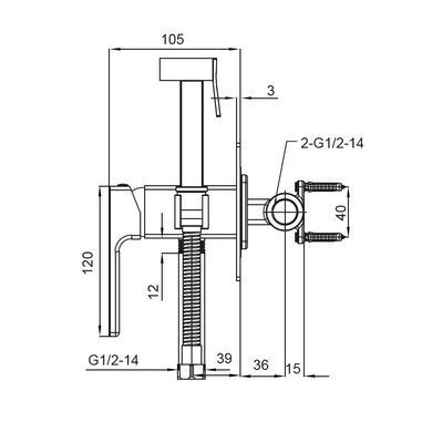 Смеситель для гигиенического душа KOER KB-23009-01 / хром (KR3510)