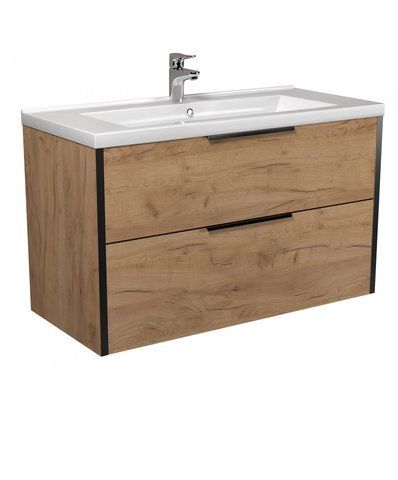 Тумба MOIDODIR LINE CRAFT 100 з умивальником COSMO 100 дуб крафт/чорна (00-0008386)