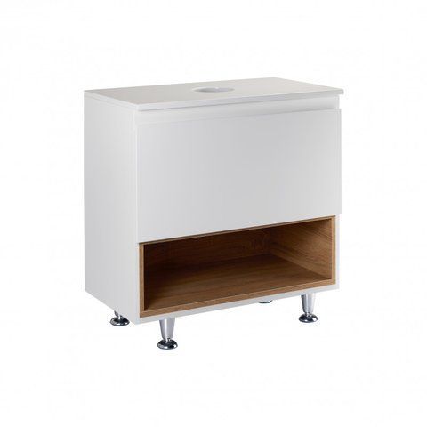 Тумба напольная QTAP ROBIN 600х616х437 WHITE/WHITISH OAK со столешницей QT1380TNН6001WWO
