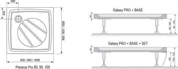 Душевой поддон из искусственного камня RAVAK GALAXY PRO PERSEUS PRO 80х80х3 / квадратный (XA034401010)