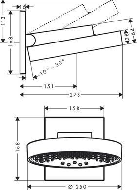 Верхній душ HANSGROHE RAINFINITY 250 3JET ECOSMART / настінний з'єднувач / хром (26233000)