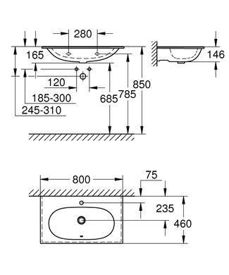 Раковина GROHE ESSENCE 46х80 (3956700H)