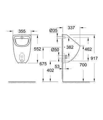 Підвісний пісуар GROHE BAU CERAMIC (39438000)
