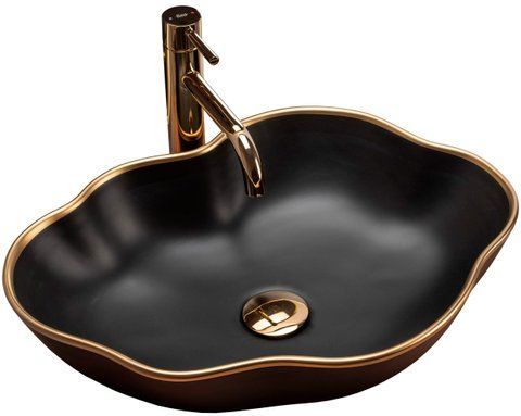 Раковина REA PEARL 51.5х37.5 / черная / золота (REA-U0692)