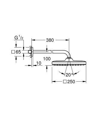 Верхній душ GROHE TEMPESTA 250 CUBE + кронштейн (26682000)