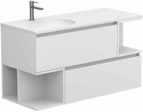 Тумба підвісна MIRAGGIO URBAN + раковина NEW YORK 1200 L / біла (8815634)