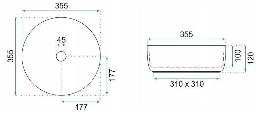Раковина REA SAMI AIAX SHINY 35.5х35.5 / белая (REA-U4522)