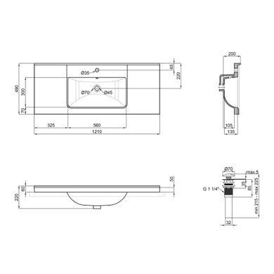Раковина QTAP ALBATROSS Q 48х120 / донный клапан (QT01115120QW)