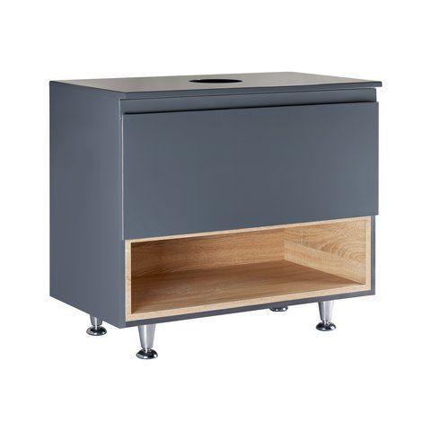 Напольная тумба QTAP ROBIN 800х616х437 GRAPHITE/WHITISH OAK со столешницей QT1380TNН8002GWO