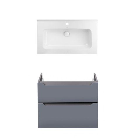 Комплект QTAP подвесная тумба SCORPIO 800х585х460 мм GRAPHITE + раковина врезная ALBATROSS 01 QT71SC43986