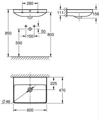 Раковина GROHE EURO CERAMIC 47х60 (102417SH00)