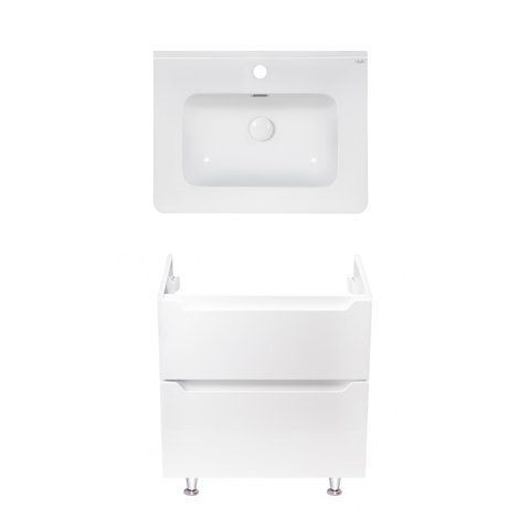 Комплект QTAP напольная тумба SCORPIO 600х825х460 мм WHITE + раковина врезная ALBATROSS 9H QT71SC43953