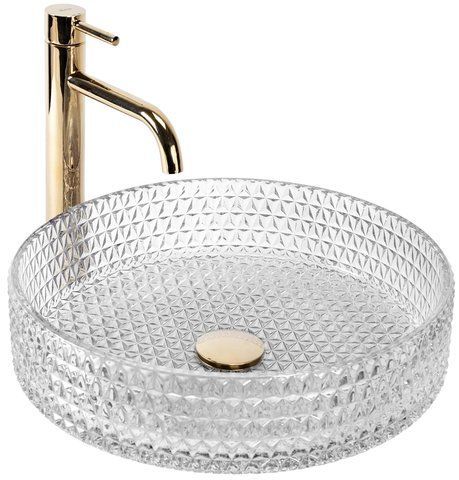 Раковина стеклянная REA CRISTAL TRANSPARENT 39х39 / стекло (REA-U8881)