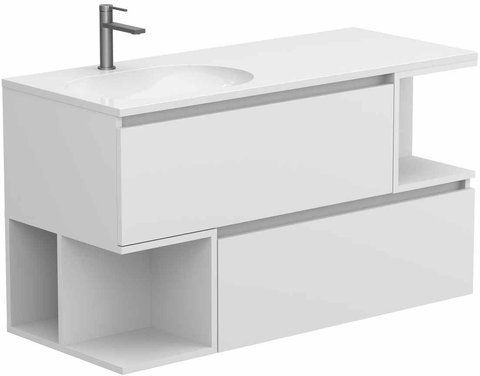 Тумба підвісна MIRAGGIO URBAN + раковина NEW YORK 1200 L / біла (8815638)