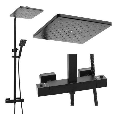 Душевой гарнитур YOKA CUBE 30 BLACK черный с термостатом (BP.CUBE THERM 30 BLK)