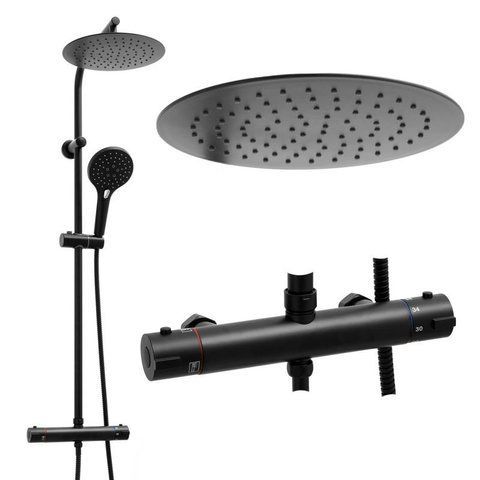 Душевой гарнитур YOKA BERGEN 25 BLACK черный с термостатом (BP.BERGEN THERM 25 BLK)