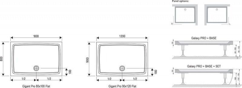 Душовий піддон зі штучного каменю RAVAK GALAXY PRO GIGANT PRO FLAT 120х80х3 / прямокутний (XA03G411010)