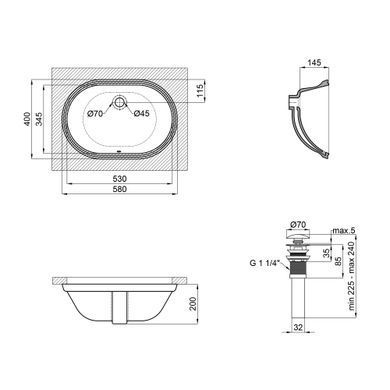 Раковина QTAP STORK 40х60 / донный клапан (QT15116030W)
