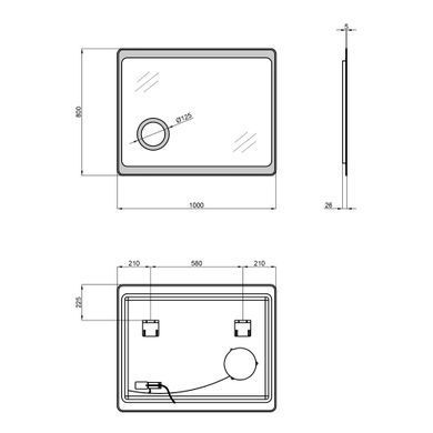 Дзеркало QTAP AQUARIUS 1000х800 з LED-підсвічуванням QT2178141980100W, 1000х800