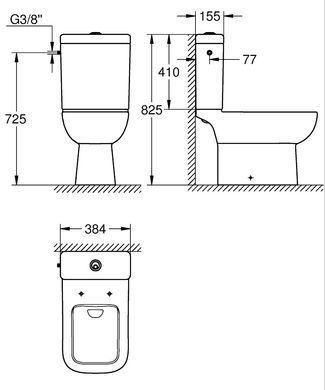 Бачок напольного унитаза GROHE BAU EDGE (39812000)