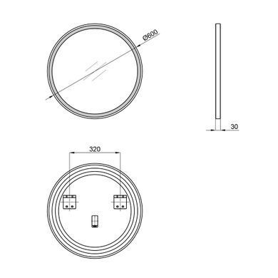 Дзеркало QTAP ROBIN R600 BLACK з LED-підсвічуванням QT13786502B, 600х600