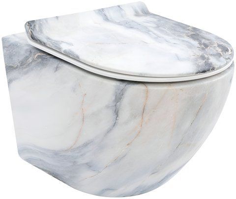 Підвісний унітаз REA CARLOS SLIM RIMLESS GRANIT MATT / мармур + сидіння SOFT CLOSE (REA-C8003)