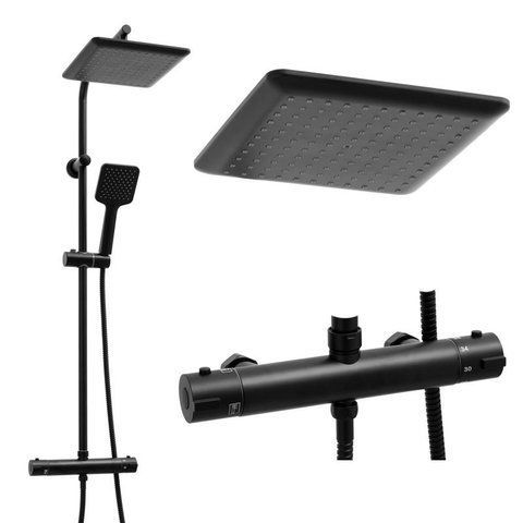 Душевой гарнитур YOKA BODO 23 BLACK черный с термостатом (BP.BODO THERM 23 BLK)