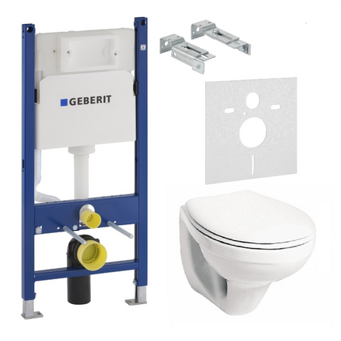 Комплект 3в1: Инсталляция для унитаза GEBERIT DUOFIX + подвесной унитаз KOLO IDOL (M1310000U+458.126.00.1)