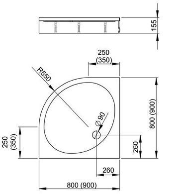 Душевой поддон RADAWAY PATMOS A акриловый, полукруглый 900X900 мм H160 белый 4S99155-03