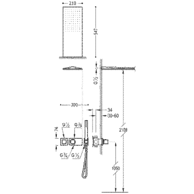 Душевая система скрытого монтажа TRES BLOCK SYSTEM 20725202