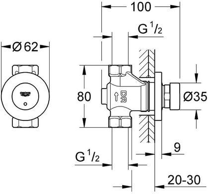 Вентиль автоматичний прохідний GROHE EUROECO COSMOPOLITAN T (36268000)