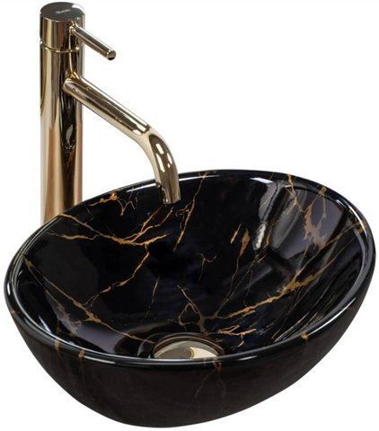 Раковина REA SOFIA MINI MARBLE SHINE 27х35 / черная (REA-U6963)