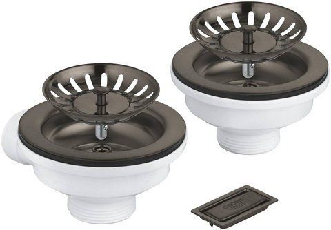 Сливной гарнитур для кухонной мойки GROHE на 2 чаши / графит матовый (40997AL0)